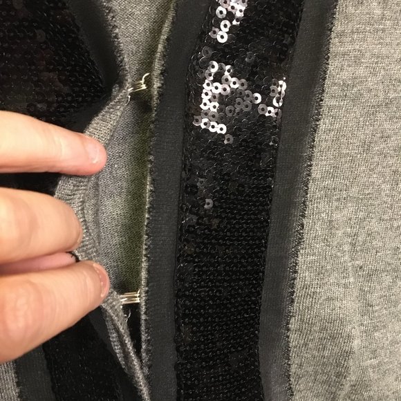 August Silk Gray Embellished Cardigan M - Picture 3 of 8